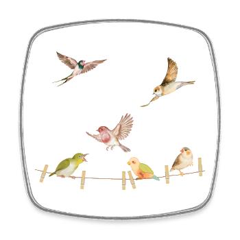 T-shirt d’oiseau drôle, aquarelle à imprimé animal - Magnet carré - blanc - Devant