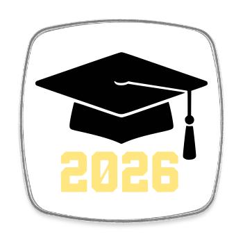 Graduate 2026 Bachelor Hat - Square fridge magnet - white - Front