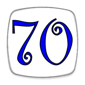 70. 70 ANS. 70e ANNIVERSAIRE. ANNIVERSAIRE 70 ANS. - Magnet carré - blanc - Devant