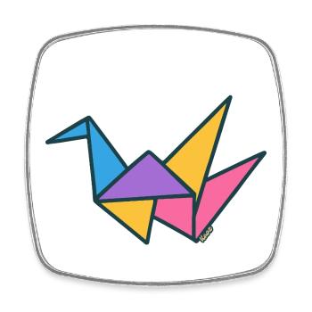 Bunte Origami-Kran-Geometrie - Viereckiger Kühlschrankmagnet - Weiß - Vorne