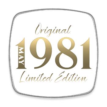 Cadeau du 45e anniversaire Mari Original mai 1981 - Magnet carré - blanc - Devant