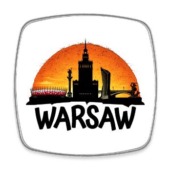 Sunset over Warsaw - Square fridge magnet - white - Front