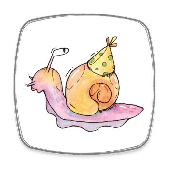 Aquarelle d’escargot d’anniversaire mignonne - Magnet carré - blanc - Devant