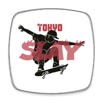 Tokyo Slay Skateboard-Design - Viereckiger Kühlschrankmagnet - Weiß - Vorne