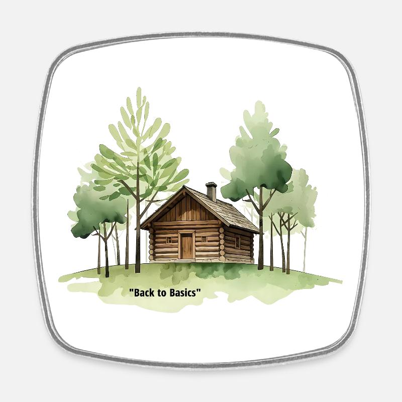 Retour aux bases : une cabane en forêt - Magnet carré - blanc