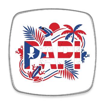 Papi Puerto Rico Flag Frog Tropics - Square fridge magnet - white - Front