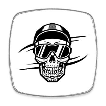 Skull Bicycle MTB Mountain Bike Road Bike Design - Square fridge magnet - white - Front