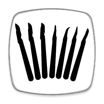Chirurgien | Scalpels | Scalpels - Dessin noir - Magnet carré - blanc - Devant