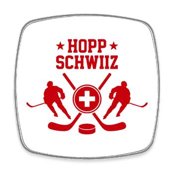 Hopp Schwiiz Eishockey Fan Schweiz Stolz - Viereckiger Kühlschrankmagnet - Weiß - Vorne