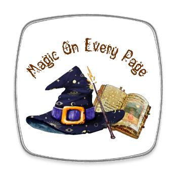 Magic Is On Every Page  - Square fridge magnet - white - Front
