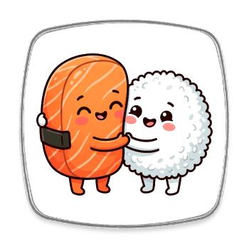 Sushi Hug Salmon Rice Japanese Food Sushi Hug - Square fridge magnet - white - Front