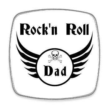 Dad Rock and Roll Skull Wings - Viereckiger Kühlschrankmagnet - Weiß - Vorne