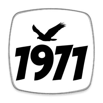 1971 Vintage Jahrgang Adler Grafik - Viereckiger Kühlschrankmagnet - Weiß - Vorne