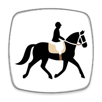 Reiter Pferd Silhouette Logo - Viereckiger Kühlschrankmagnet - Weiß - Vorne
