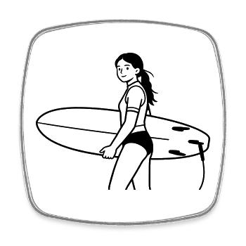 surfer - Magnet carré - blanc - Devant