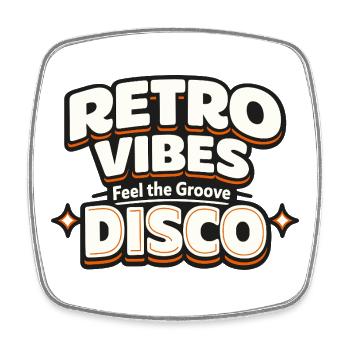Retro Vibes Disco Feel the Groove Statement - Square fridge magnet - white - Front