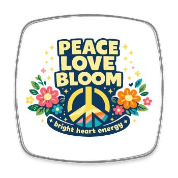 Peace in Peace Love Bloom Hippie Floral Motif - Square fridge magnet - white - Front