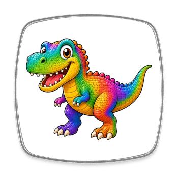 Colorful dinosaur cartoon funny animal - Square fridge magnet - white - Front