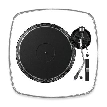 Disque vinyle vinyle minimaliste à platine - Magnet carré - blanc - Devant