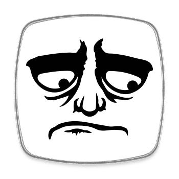 Grumpy sad disappointed face funny - Square fridge magnet - white - Front