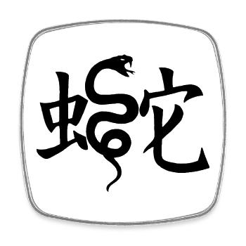 Le mot serpent en japonais (noir) - Magnet carré - blanc - Devant
