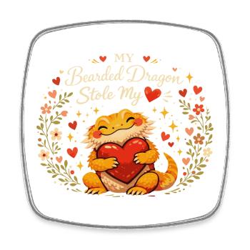 Pogona Adorable : Mon Dragon a Volé mon Cœur - Magnet carré - blanc - Devant