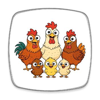 Chickens, roosters and chicks - Square fridge magnet - white - Front
