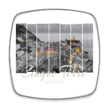 Cinque Terre Vernazza in Italien Vintage Souvenir - Viereckiger Kühlschrankmagnet - Weiß - Vorne
