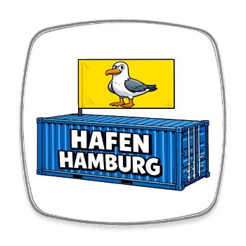 Hafen Hamburg Cartoon Container - Viereckiger Kühlschrankmagnet - Weiß - Vorne