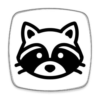 raccoon - Square fridge magnet - white - Front