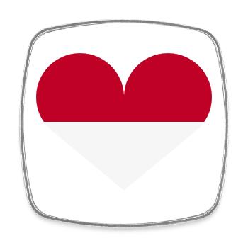 Indonesian flag in the shape of a heart - Square fridge magnet - white - Front