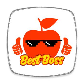 Apple wählt den besten Bos aus, bester Bo Manager aller Zeiten - Viereckiger Kühlschrankmagnet - Weiß - Vorne
