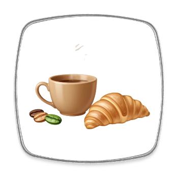 Moment Croissant au Café - Magnet carré - blanc - Devant