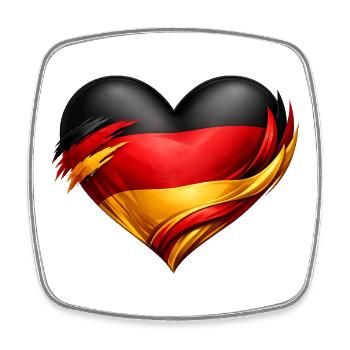 Fan du cœur en Allemagne - Magnet carré - blanc - Devant