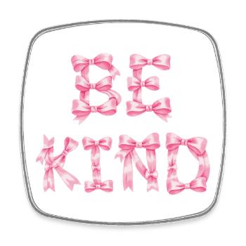 Be Kind Pink Bow T-Shirt Coquette Aesthetic - Square fridge magnet - white - Front
