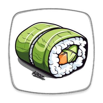 Smaragdgrüne Sushi-Rolle - Viereckiger Kühlschrankmagnet - Weiß - Vorne