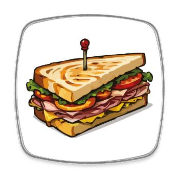 Club Sandwich Stecknadel Kunst - Viereckiger Kühlschrankmagnet - Weiß - Vorne