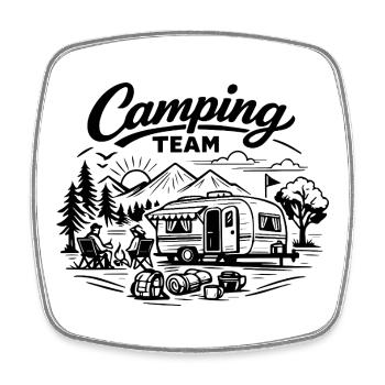 Camping Team Wagen  - Viereckiger Kühlschrankmagnet - Weiß - Vorne