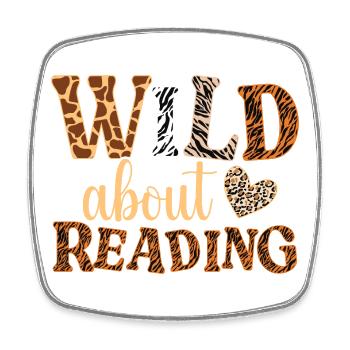 WILD about Reading: Animal Pattern Letters - Square fridge magnet - white - Front