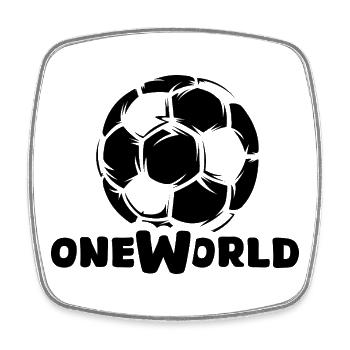Soccer One World with Ball Graphic - Square fridge magnet - white - Front