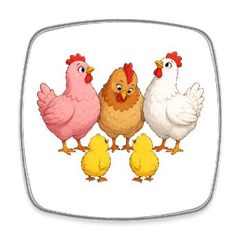 Chickens with chicks - Square fridge magnet - white - Front