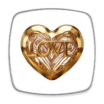 Klassisches T-Shirt – Minimalistisches Golden Rose Heart - Viereckiger Kühlschrankmagnet - Weiß - Vorne