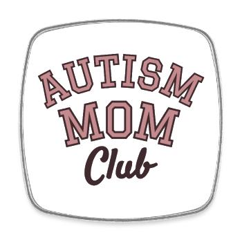 Autism Mom Club Retro Varsity Design - Square fridge magnet - white - Front