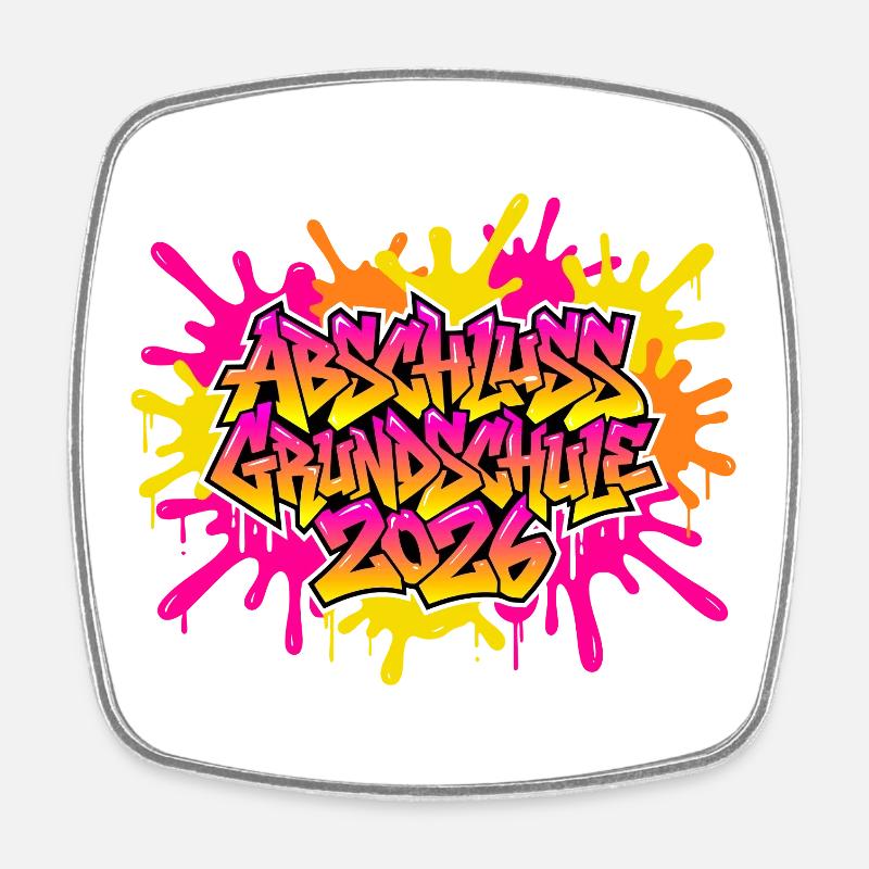 Grundschule Abschluss 2026 Graffiti  - Viereckiger Kühlschrankmagnet - Weiß