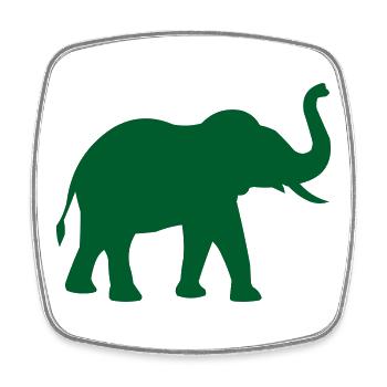 Silhouette d’éléphant en vert - Magnet carré - blanc - Devant