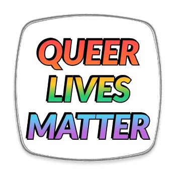 Arc-en-ciel Queer Lives Matter - Magnet carré - blanc - Devant