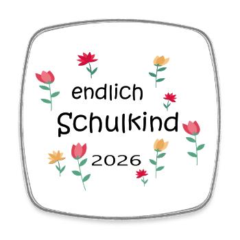 Endlich Schulkind  - Viereckiger Kühlschrankmagnet - Weiß - Vorne