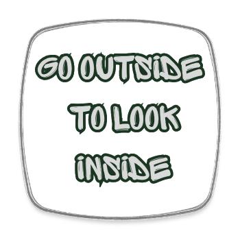 Go Outside To Look Inside Graffiti Stil - Viereckiger Kühlschrankmagnet - Weiß - Vorne