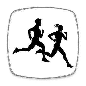 Duo de course – Équipe marathon - Magnet carré - blanc - Devant