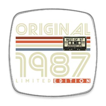 Cadeau rétro vintage d’anniversaire 1987 - Magnet carré - blanc - Devant